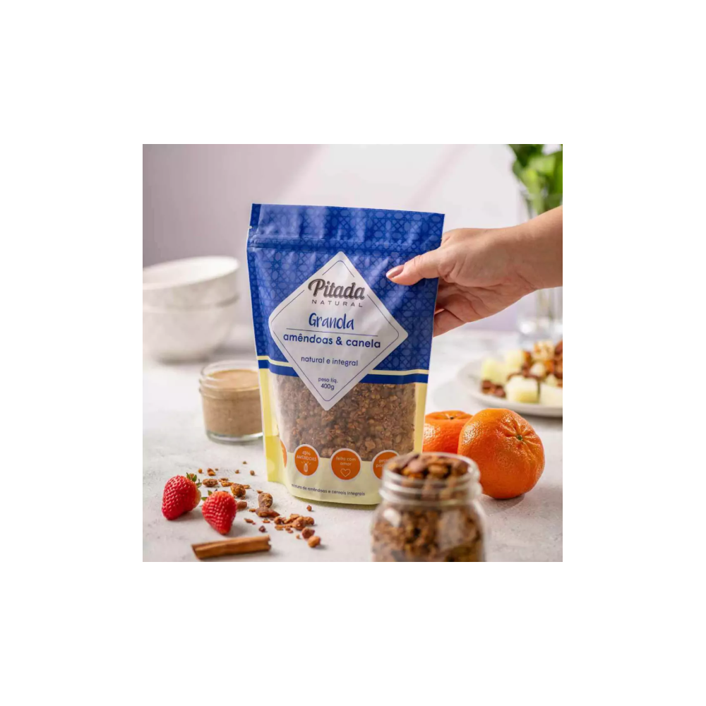 Granola amendoas e canela pitada natural