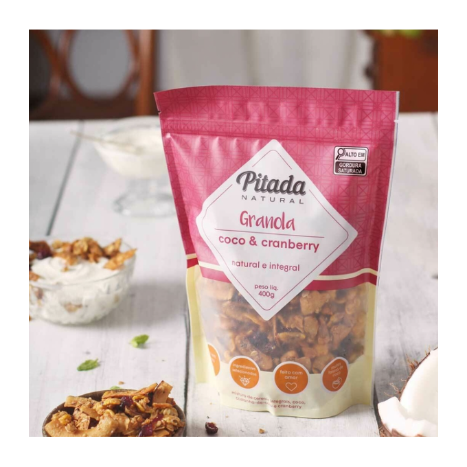 Granola coco e cranberry 400g pitada natural