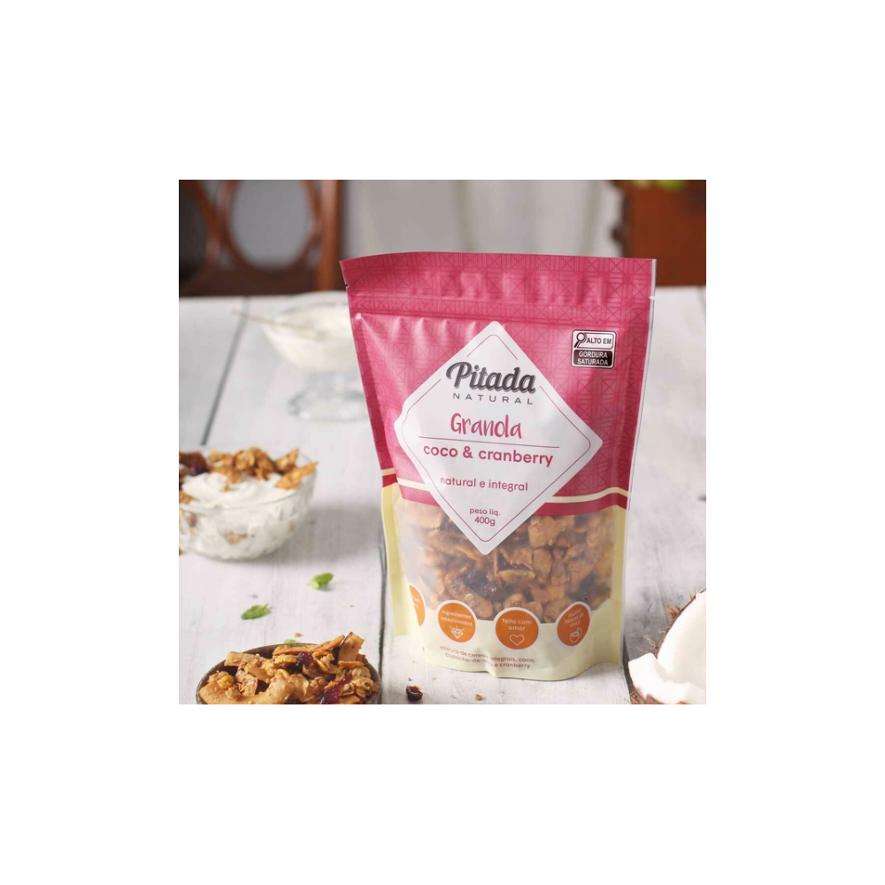 Granola coco e cranberry 400g pitada natural