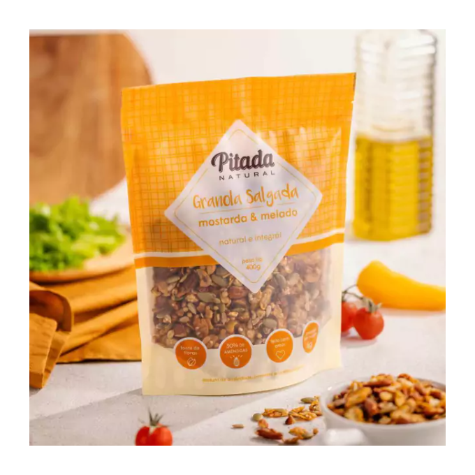 Granola mostarda e melado pitada natural