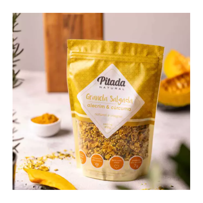 Granola alecrim e curcuma pitada natural