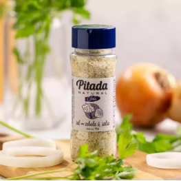 Sal, cebola e salsa pitada natural