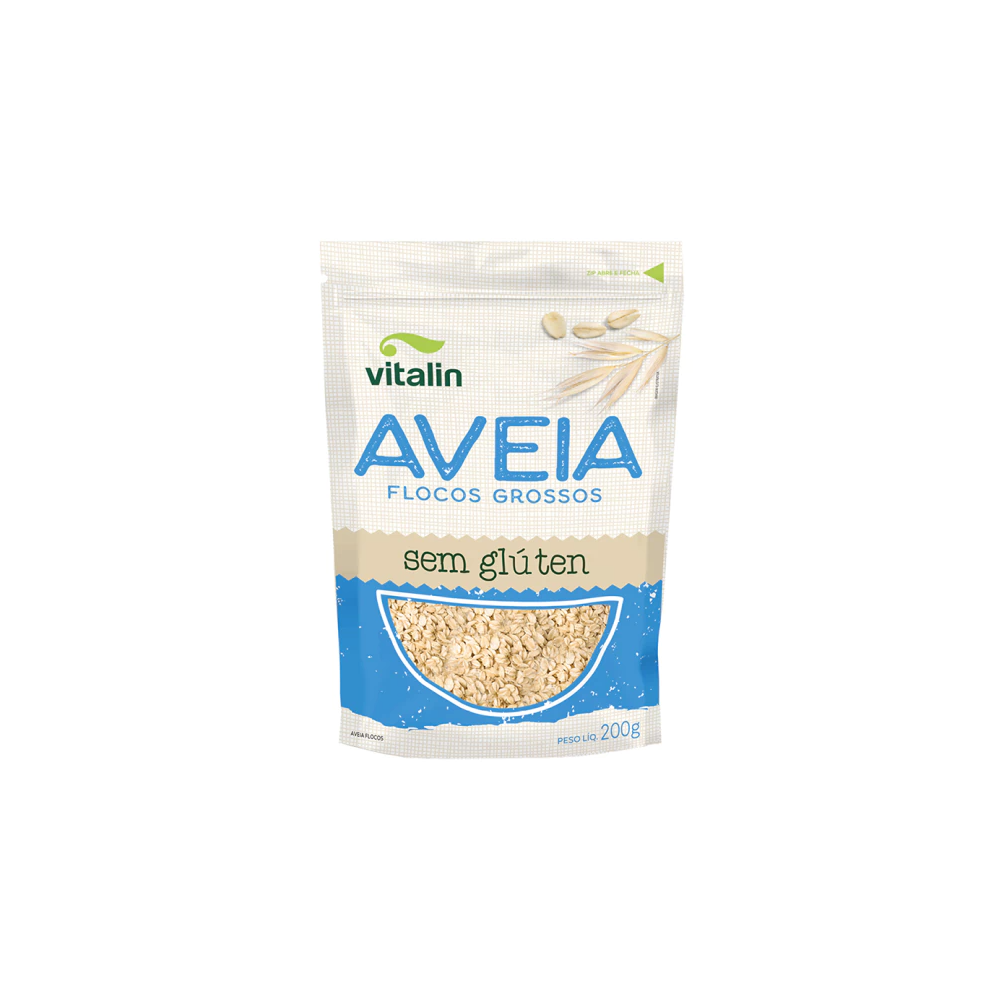 Aveia em flocos grossos sem gluten vitalin 200g 