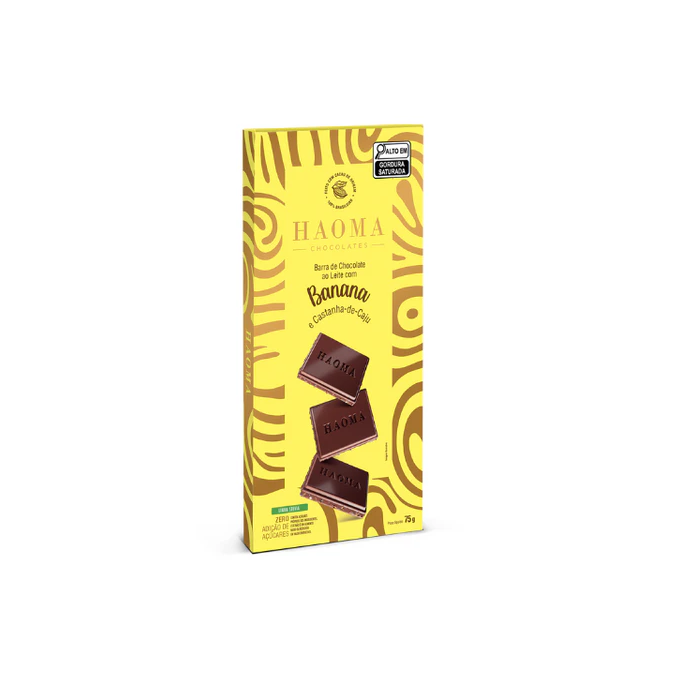 Haoma barra choc ao leite banana e castanha-de-caju 75g