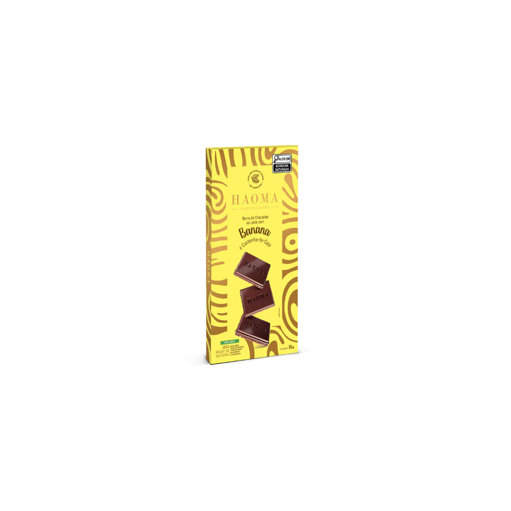Haoma barra choc ao leite banana e castanha-de-caju 75g
