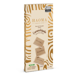 Haoma barra de choc branco caramelizado e flor de sal 75g