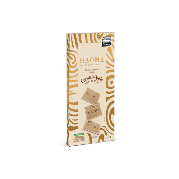 Haoma barra de choc branco caramelizado e flor de sal 75g