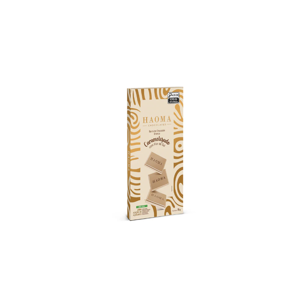 Haoma barra de choc branco caramelizado e flor de sal 75g
