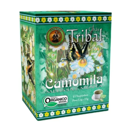 Cha org camomila, melissa e menta tribal
