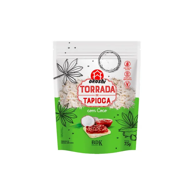 Torrada de tapioca org. com coco okoshi