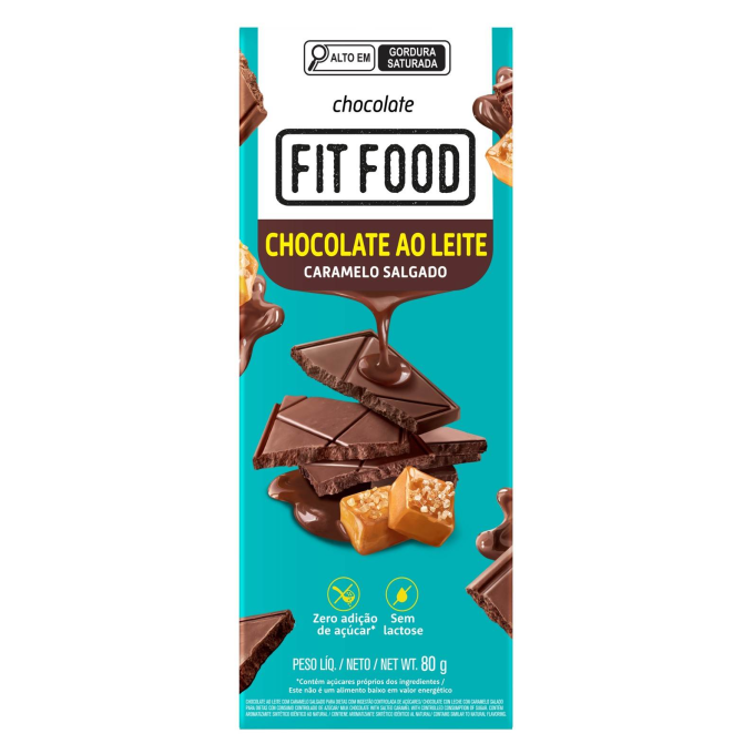 Barra ao leite caramelo fit food 80g