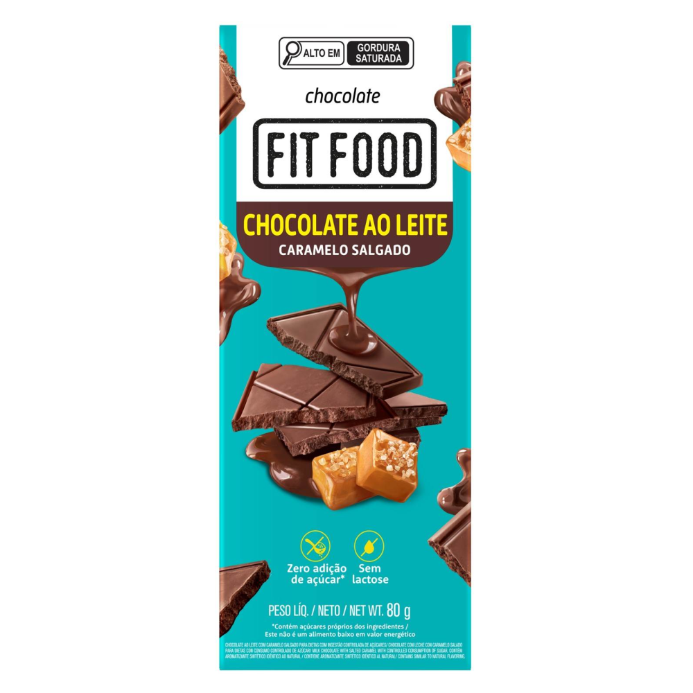 Barra ao leite caramelo fit food 80g
