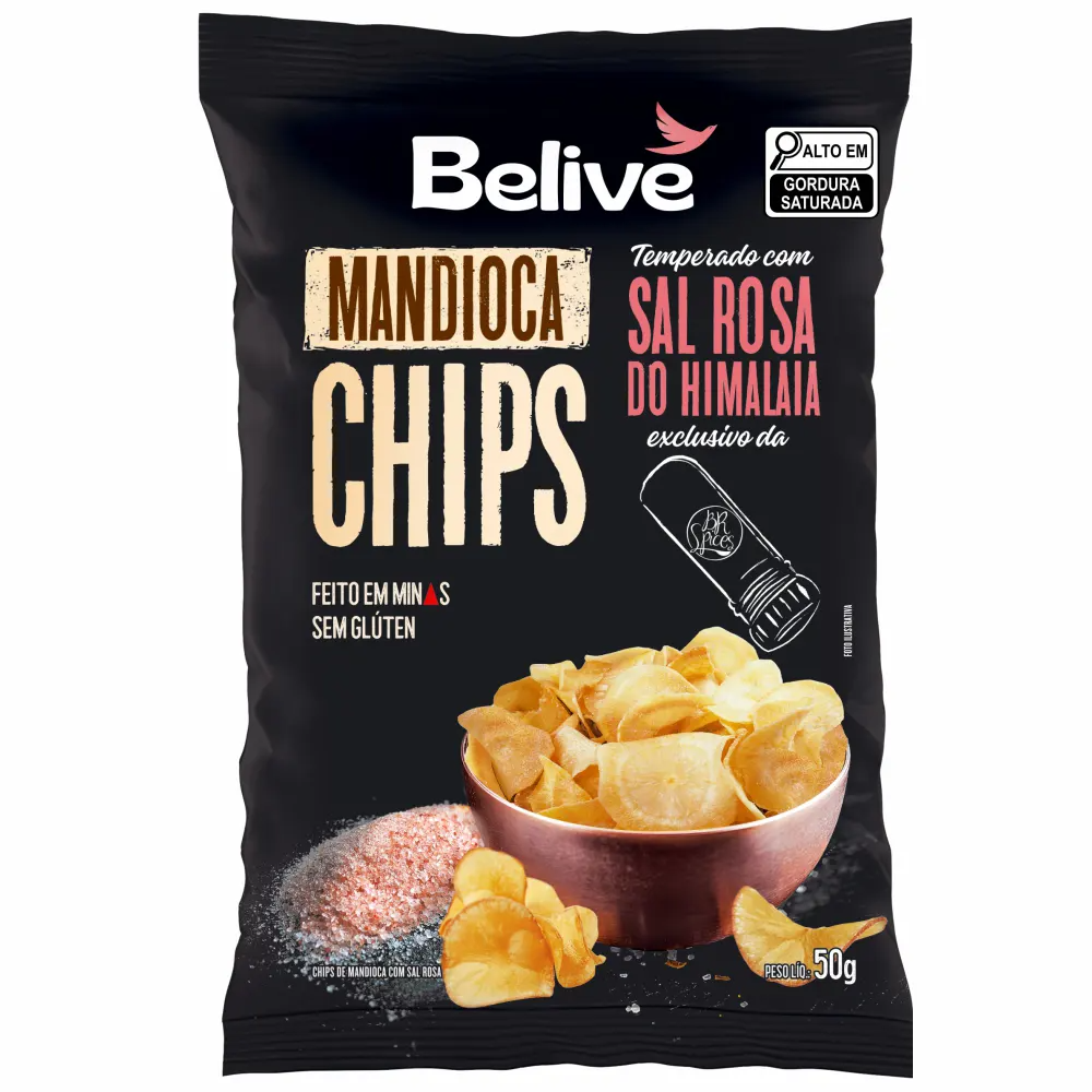 Chips de mandioca sal rosa  belive