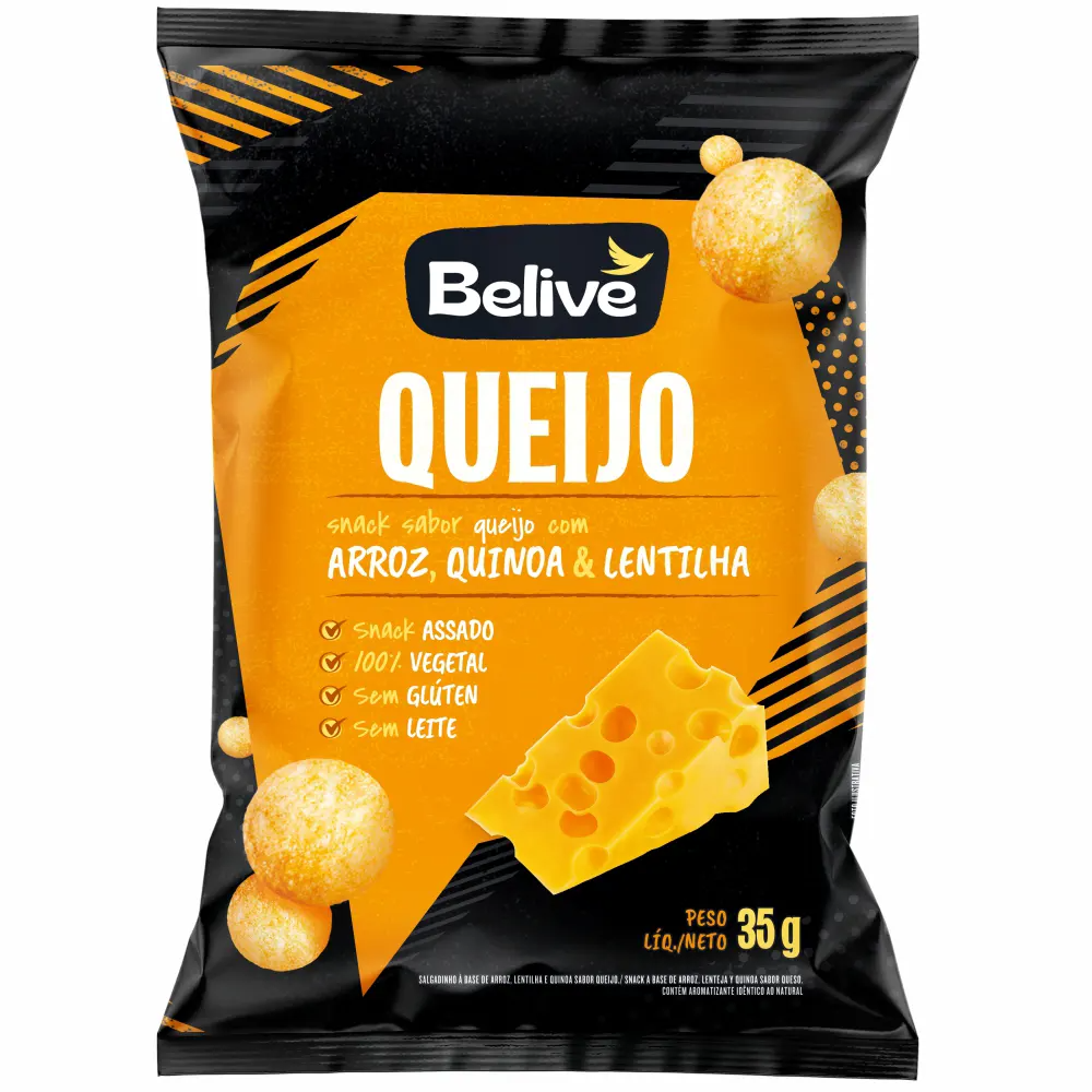 Belive snacks sabor queijo 35gr