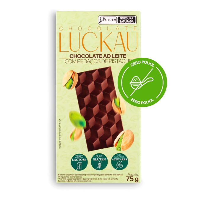Barra ao leite c/ pistache 75g luckau