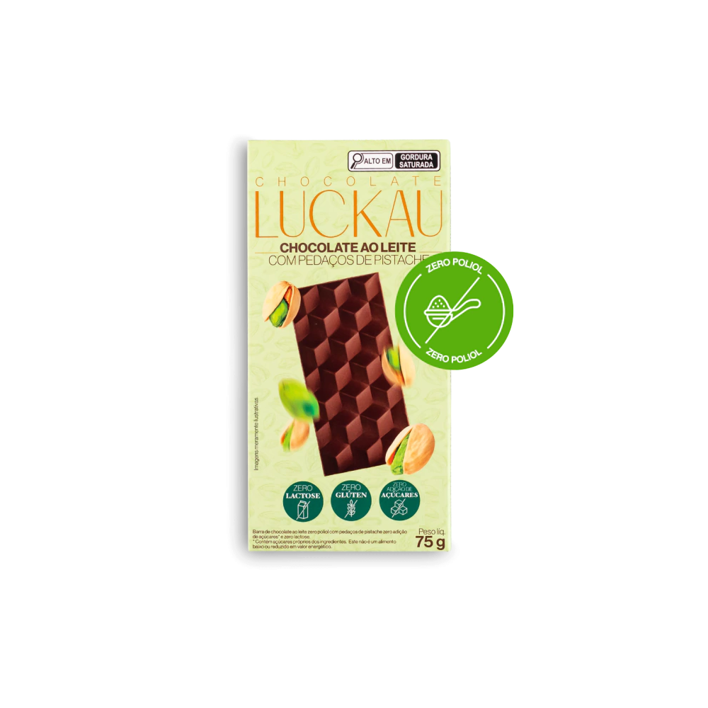 Barra ao leite c/ pistache 75g luckau