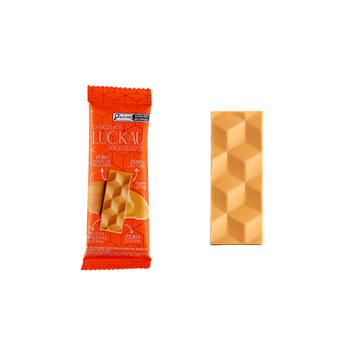 Barra de chocolate branco doce de leite 20g  luckau
