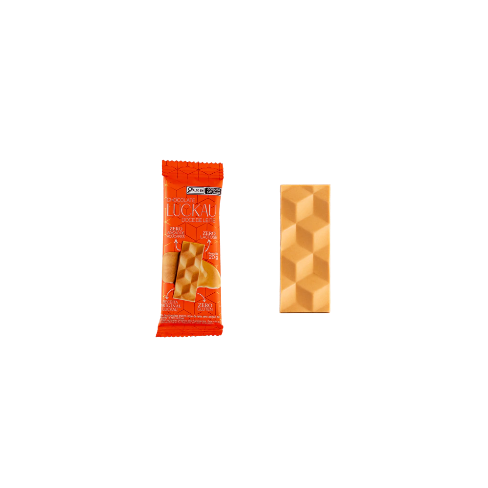 Barra de chocolate branco doce de leite 20g  luckau