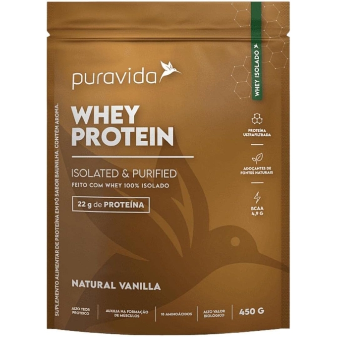 Whey isolado vanilla 450g pura vida