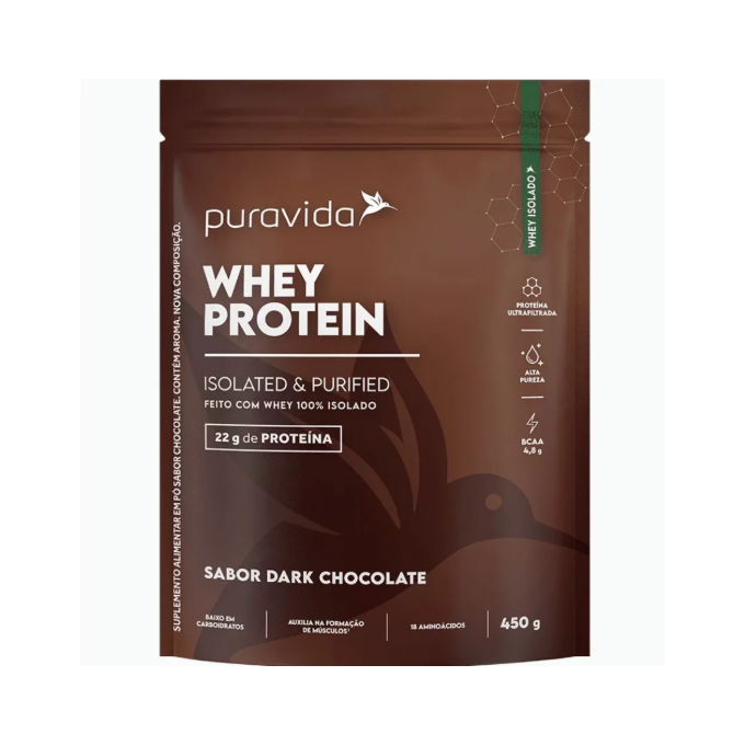 Whey isolado chocolate 450g pura vida