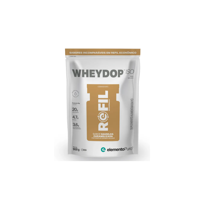 Refil wheydop iso baunilha 900g elemento puro
