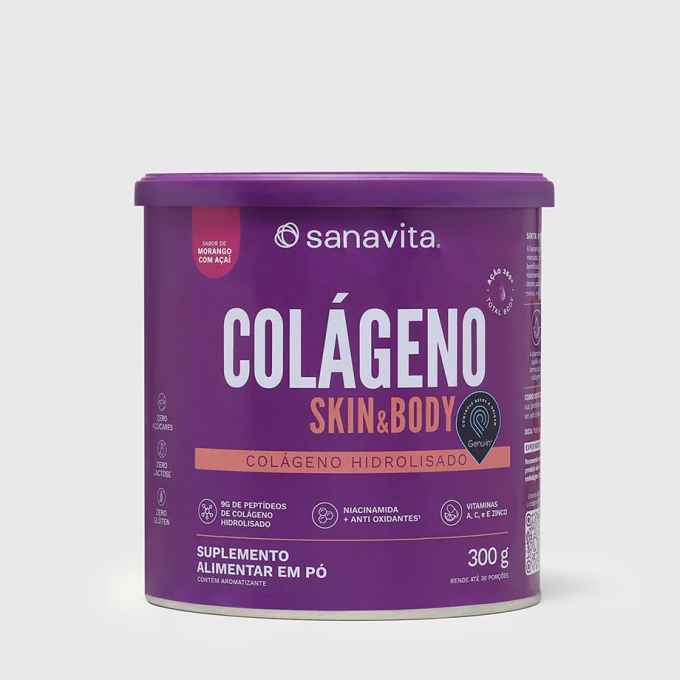 Colageno skin morango e acai 300g sanavita
