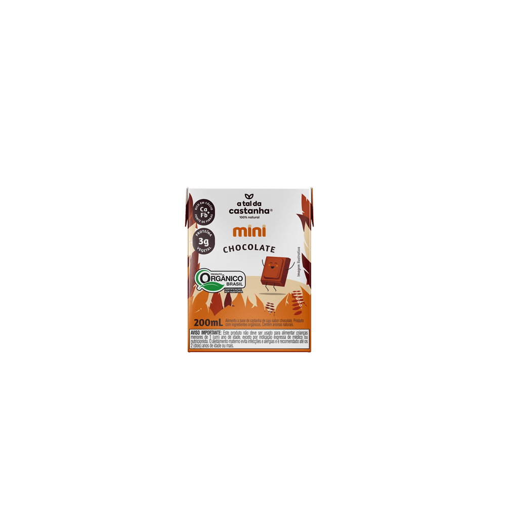 A tal da castanha caju com chocolate mini organico 200ml