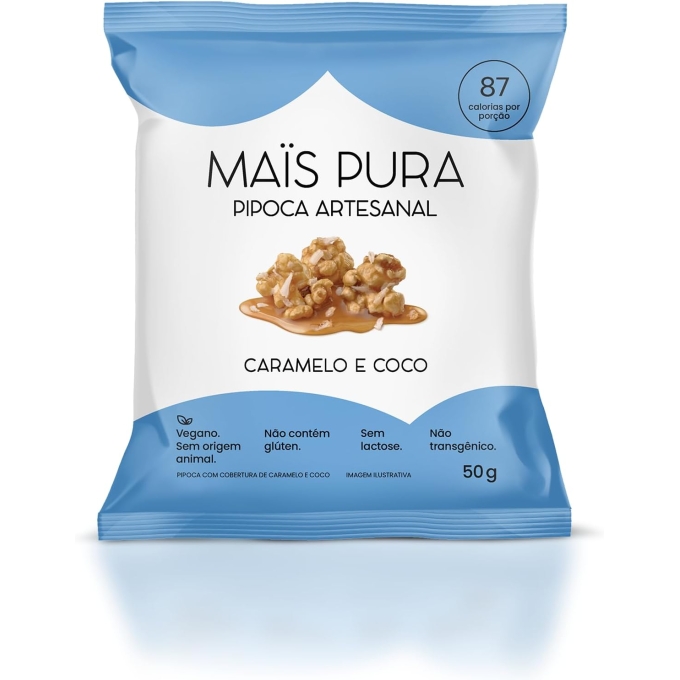 Pipoca mais pura caramelo e coco 50g