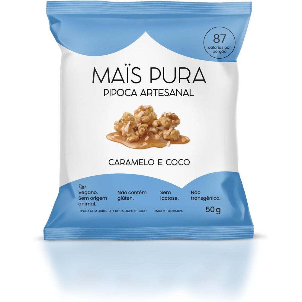 Pipoca mais pura caramelo e coco 50g